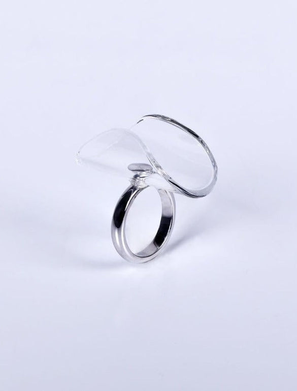 Sicily, design ring in glass and silver
