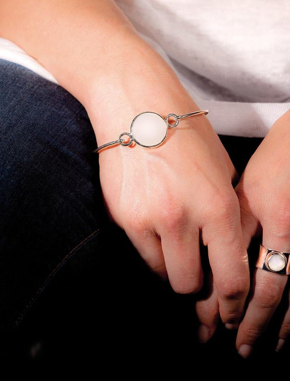 bracciale in vetro e argento, Olimpia Filo Greco vetro bianco