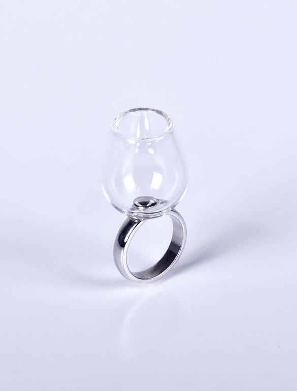Bicchierino, anello bicchiere in vetro e argento