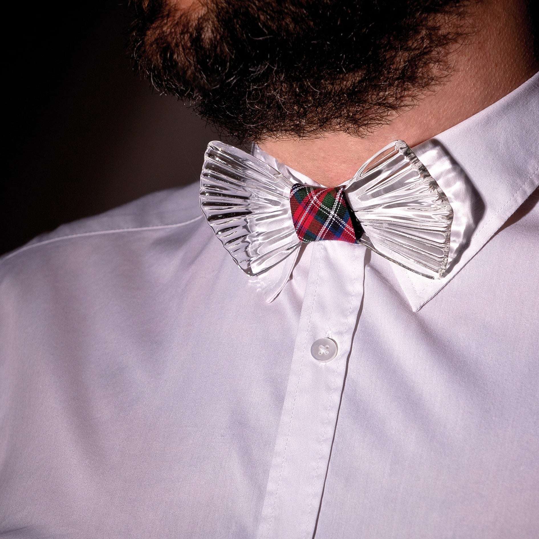 Mariposa, bow tie in glass and fabric 