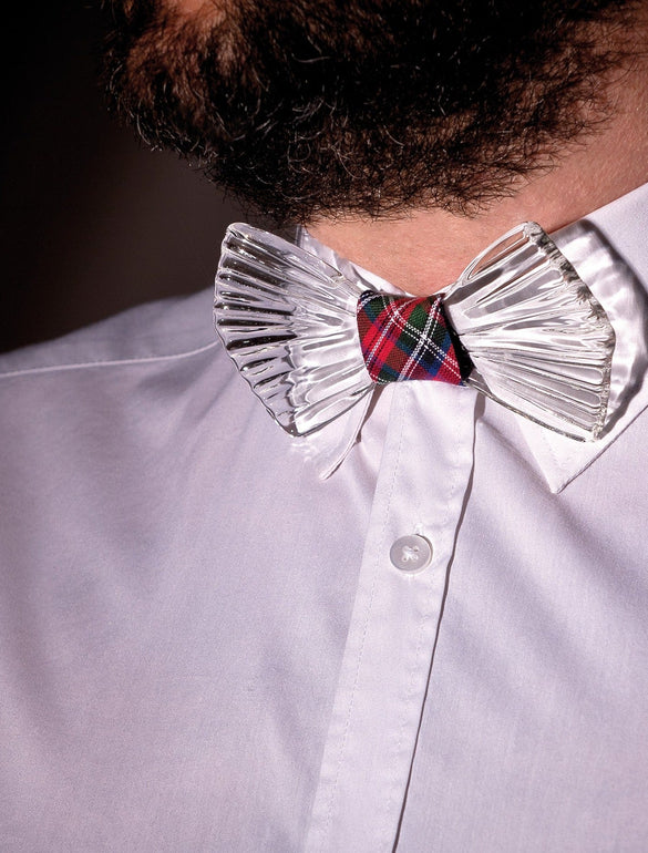 Mariposa, bow tie in glass and fabric 