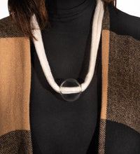 Penelope, necklace in cashmere with glass sphere