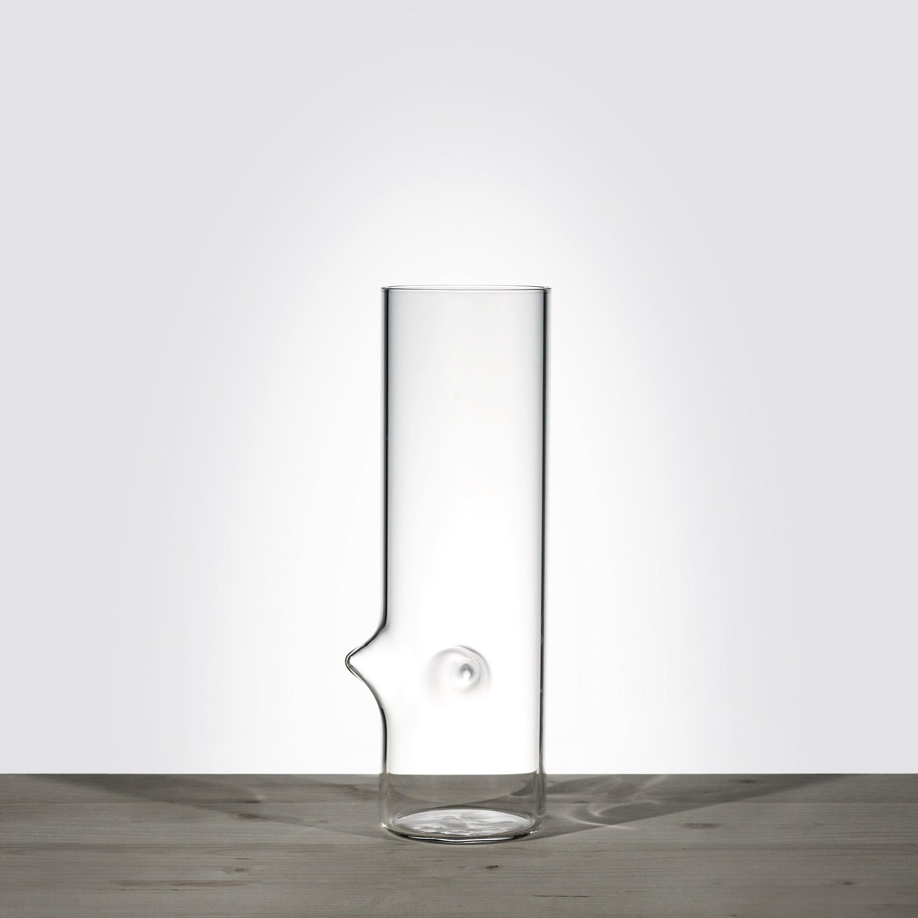 Contemporary vase - HANDLE - Mater Design - blown glass / borosilicate  glass / oak