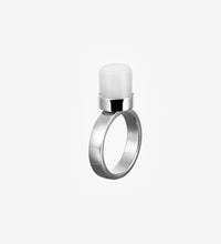 Cosmo small bianco, anello di design in vetro