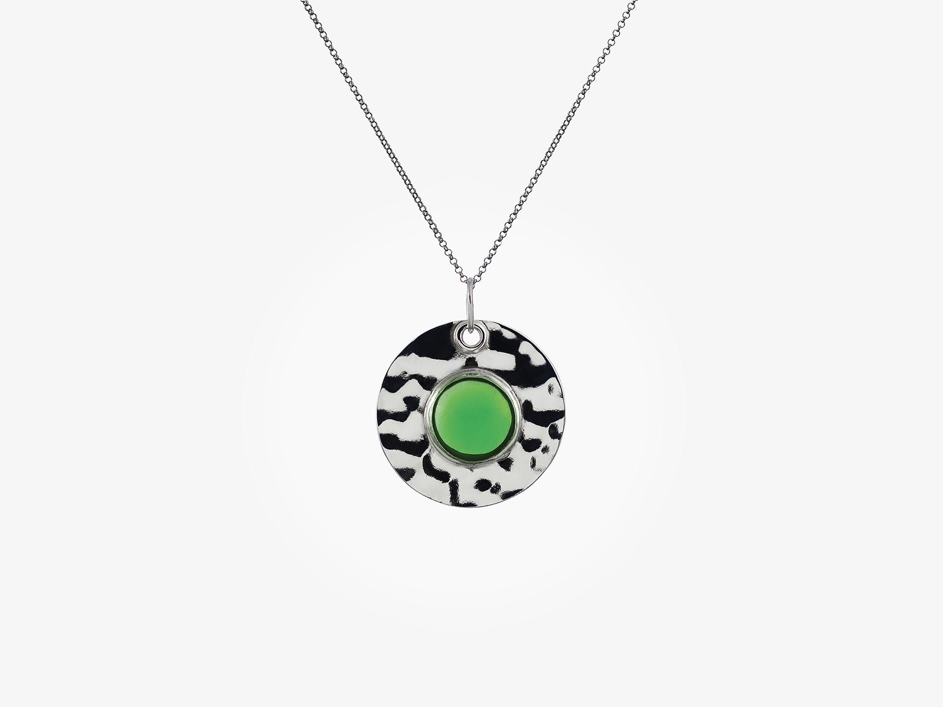 Olimpia, pendant in silver and glass, round-shaped