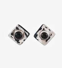 Olimpia, earrings in glass and silver, rhombus-shaped