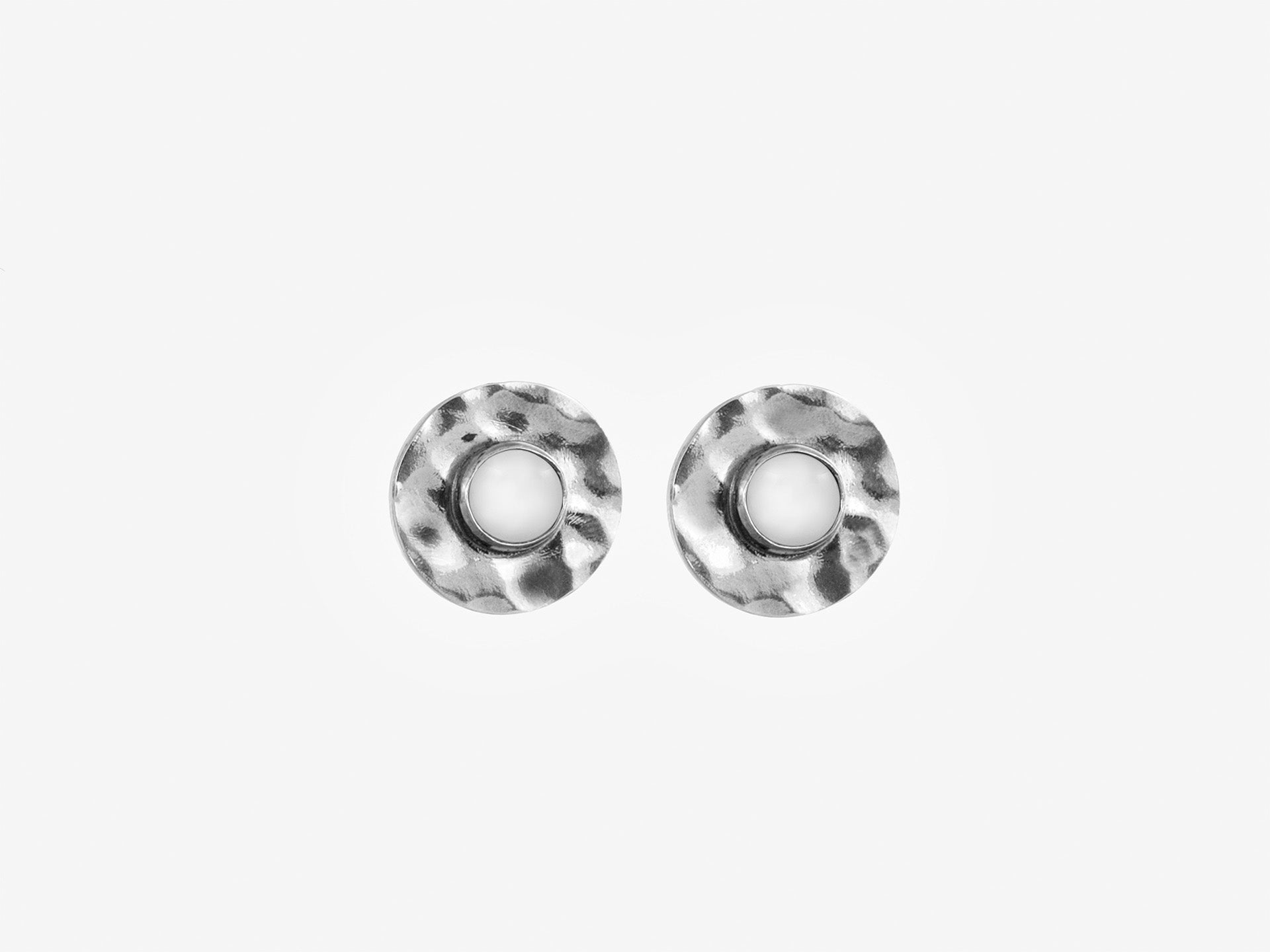 Olimpia, earrings in glass and silver, round shaped