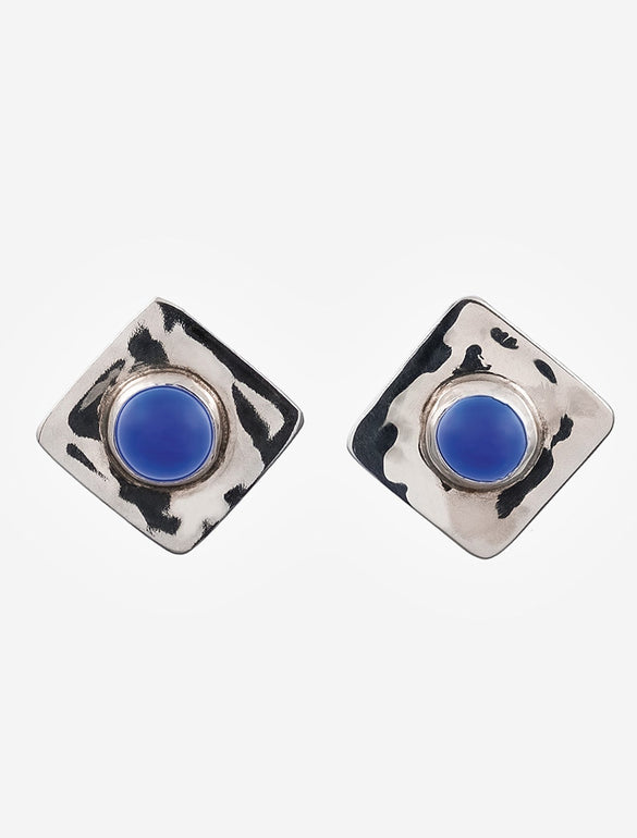 Orecchini quadrati con pietre blu