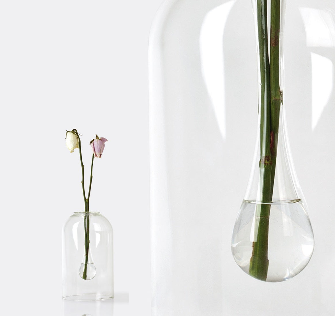 Vaso per fiori in vetro di design, Tears